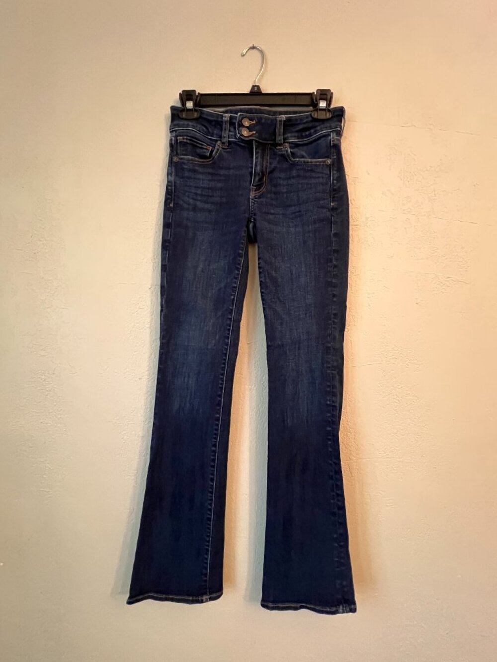 American Eagle Kick Boot Jeans Womens 2 Long Dark Wash Next Level Stretch